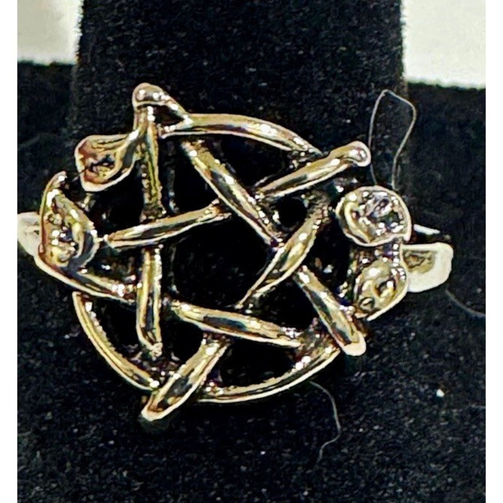Silver Tone Celtic Knot Star Band Ring – Metal, No Stone – Size 9.5